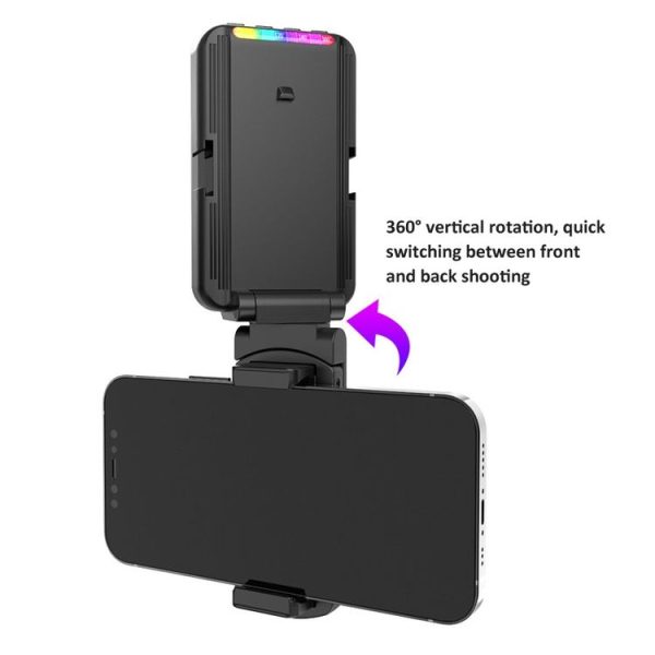 RGB Fill Light Photography Lamp With Hidden Folding Phone Clip & Cold Shoe Interface F-615 - Image 6