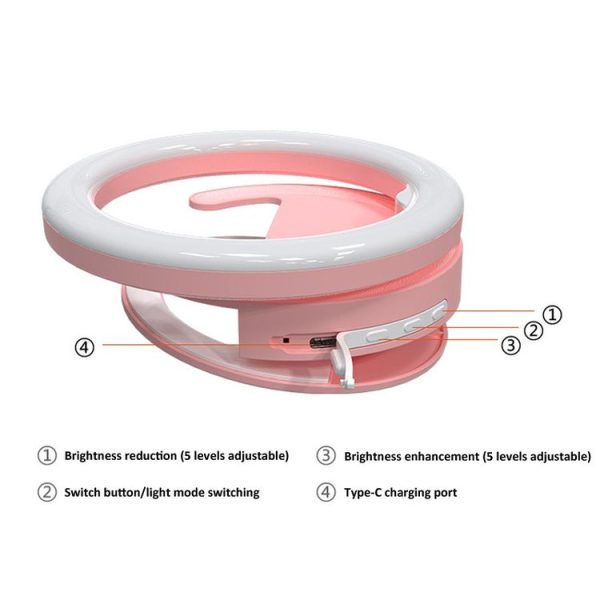 10cm Mobile Phone Fill Light Half-Ring Clip Type Unblocked Screen Lamp (Black) - Image 10