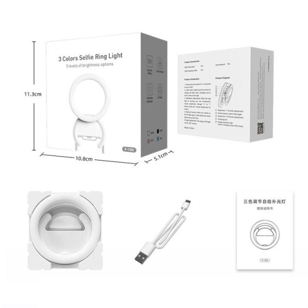 10cm Mobile Phone Fill Light Half-Ring Clip Type Unblocked Screen Lamp (Black) - Image 11