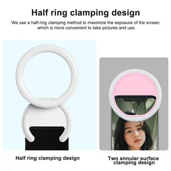 10cm Mobile Phone Fill Light Half-Ring Clip Type Unblocked Screen Lamp (Black) - Image 4