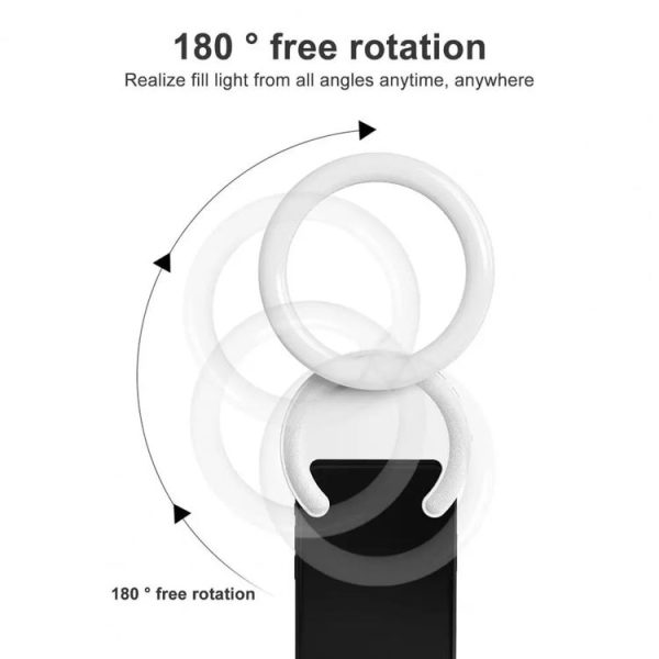 10cm Mobile Phone Fill Light Half-Ring Clip Type Unblocked Screen Lamp (Black) - Image 6