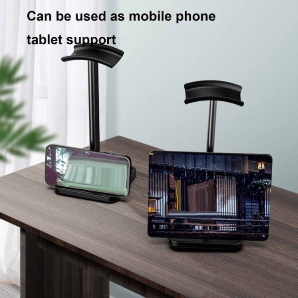 Desktop Headphone Holder Cell Phone Tablet Stand (Black) - Image 3