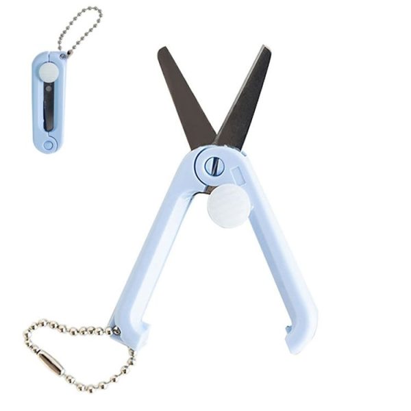 Portable Retractable Folding Scissors Mini Multifunctional Cutting Tools (Blue)