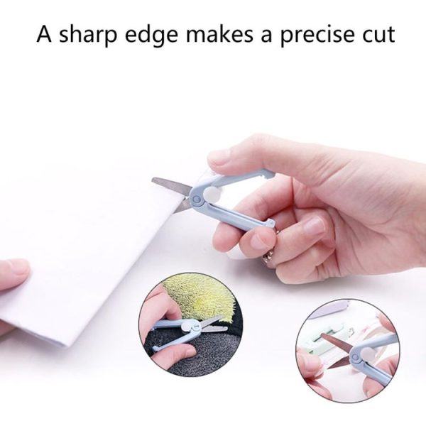 Portable Retractable Folding Scissors Mini Multifunctional Cutting Tools (Blue) - Image 4
