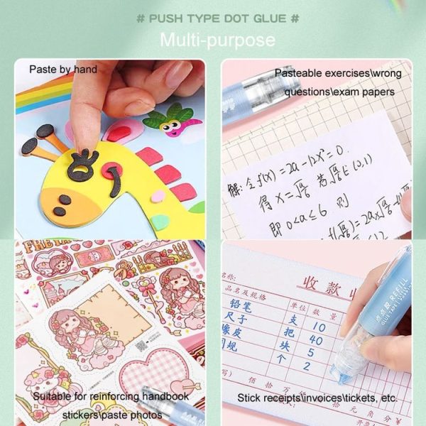 Push-Dry Quick Glue Stick Correction Tape Double Sided Adhesive For Handmade Handbook (Blue) - Image 12