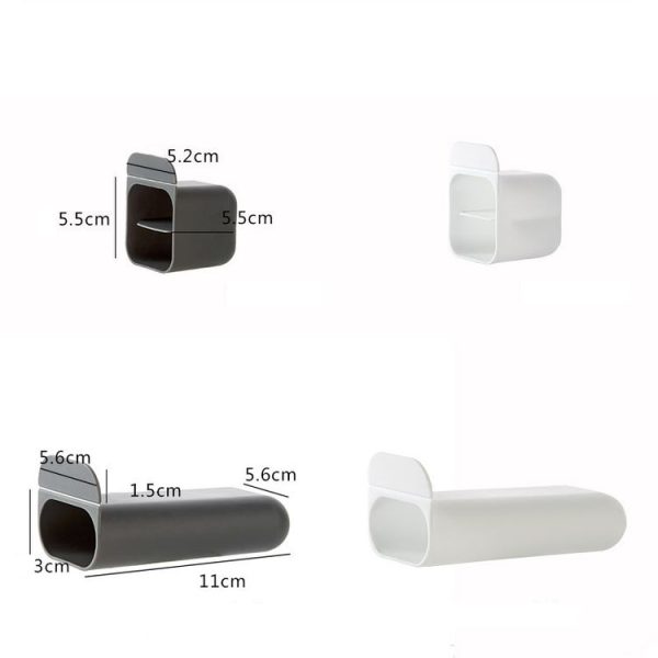 Desktop Computer Monitor Auxiliary Pen Holder Desk Adhesive Storage Box, Color: Trapezoid-Gray - Image 2
