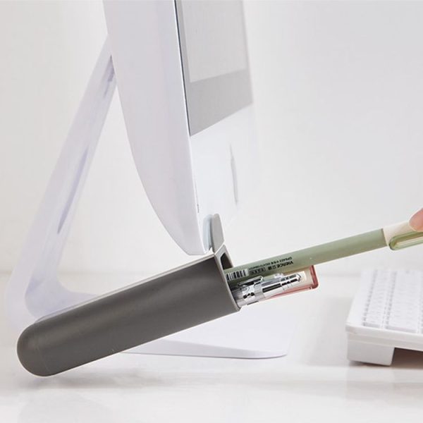Desktop Computer Monitor Auxiliary Pen Holder Desk Adhesive Storage Box, Color: Trapezoid-Gray - Image 5