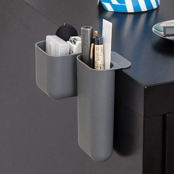 Desktop Computer Monitor Auxiliary Pen Holder Desk Adhesive Storage Box, Color: Trapezoid-Gray - Image 7