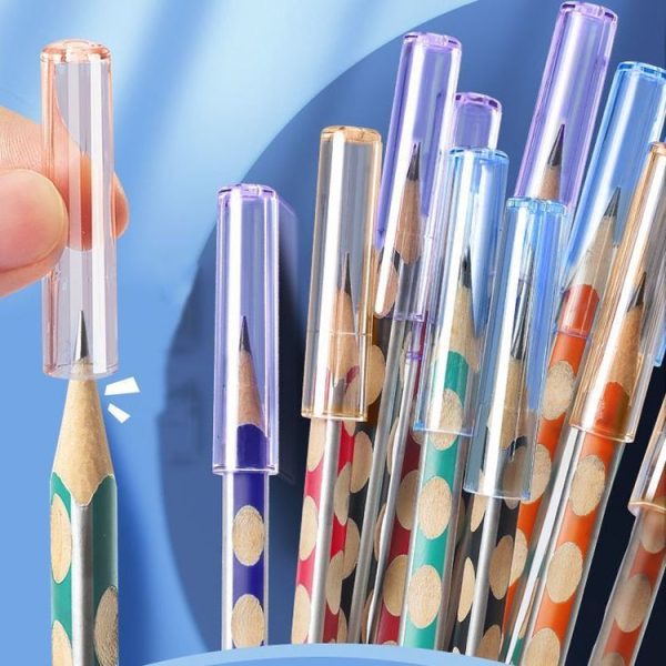 20pcs / Bag Transparent Pen Caps Pencil Sleeves Protective Pencil Tip Cap (Color Mixed) - Image 2