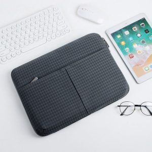 10 / 11 Inch Houndstooth Pattern Oxford Cloth Laptop Bag Waterproof Tablet Storage Bag (Dark Gray)