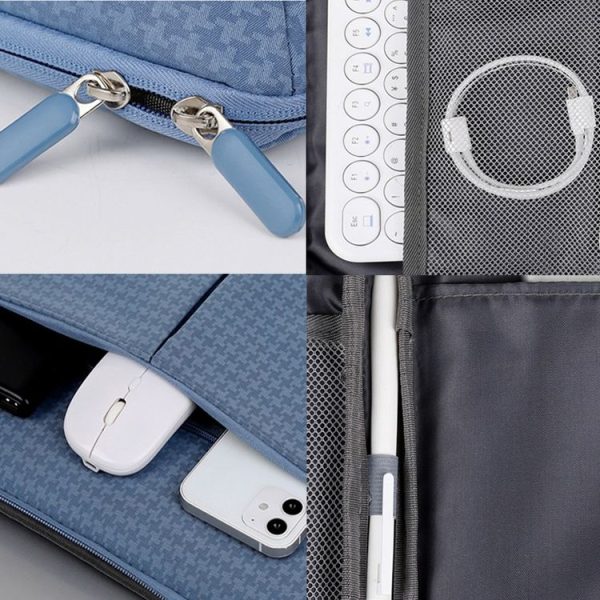 10 / 11 Inch Houndstooth Pattern Oxford Cloth Laptop Bag Waterproof Tablet Storage Bag (Dark Gray) - Image 8