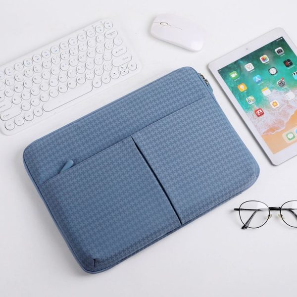 13 / 13.3 Inch Houndstooth Pattern Oxford Cloth Laptop Bag Waterproof Tablet Storage Bag (Haze Blue)