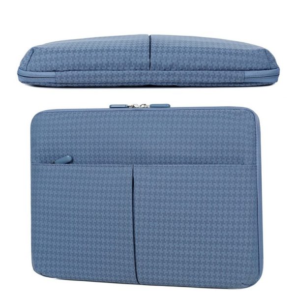 13 / 13.3 Inch Houndstooth Pattern Oxford Cloth Laptop Bag Waterproof Tablet Storage Bag (Haze Blue) - Image 3