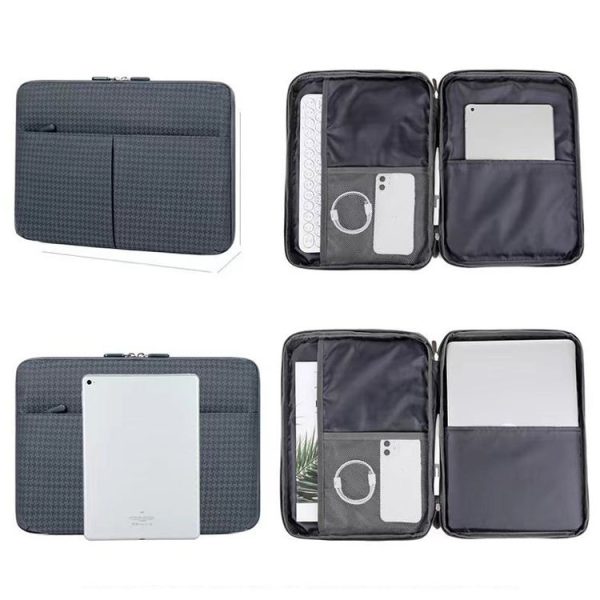13 / 13.3 Inch Houndstooth Pattern Oxford Cloth Laptop Bag Waterproof Tablet Storage Bag (Haze Blue) - Image 4