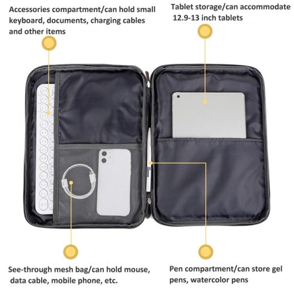 13 / 13.3 Inch Houndstooth Pattern Oxford Cloth Laptop Bag Waterproof Tablet Storage Bag (Haze Blue) - Image 5