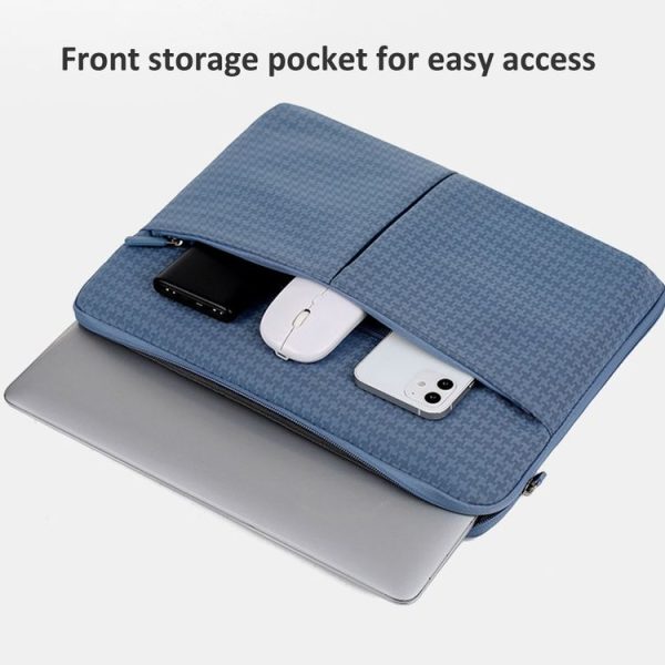 13 / 13.3 Inch Houndstooth Pattern Oxford Cloth Laptop Bag Waterproof Tablet Storage Bag (Haze Blue) - Image 6