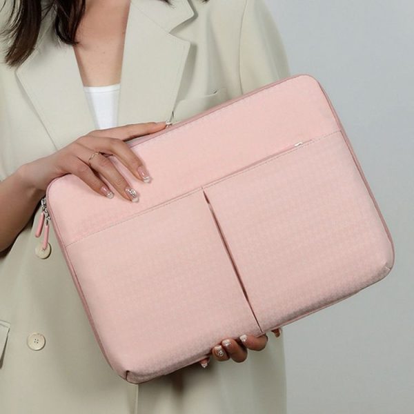 13 / 13.3 Inch Houndstooth Pattern Oxford Cloth Laptop Bag Waterproof Tablet Storage Bag (Haze Blue) - Image 9