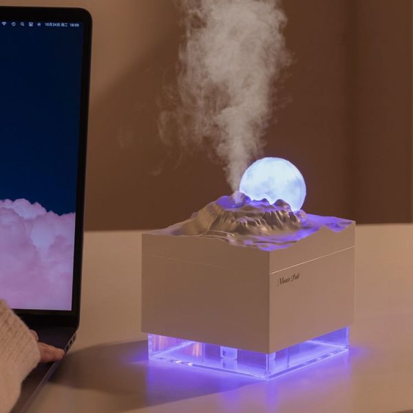Moon Meteorite Mini Humidifier With Colorful Night Light (Pink) - Image 2