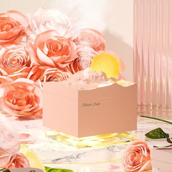 Moon Meteorite Mini Humidifier With Colorful Night Light (Pink) - Image 3