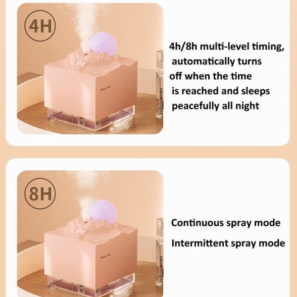 Moon Meteorite Mini Humidifier With Colorful Night Light (Pink) - Image 4