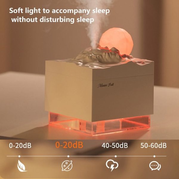 Moon Meteorite Mini Humidifier With Colorful Night Light (Pink) - Image 5