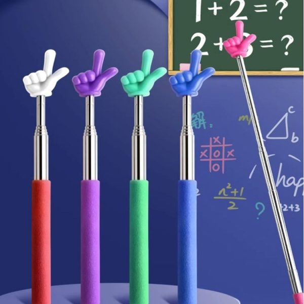 Retractable Teacher Pointer Extendable Finger Pointer Stick for School (Random Color) - Image 2