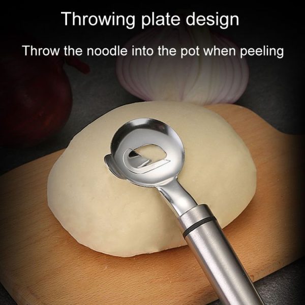 Stainless Steel Noodle Chipper Hangable Household Noodle Peeler, Model: Round Light Handle - Image 5