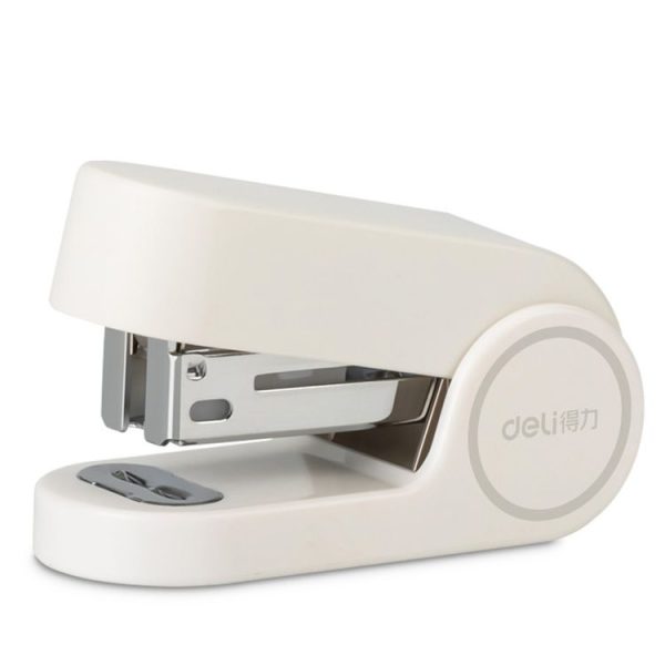 Deli Mini Stapler Includes 830 Staples, 12 Sheet Capacity (White)
