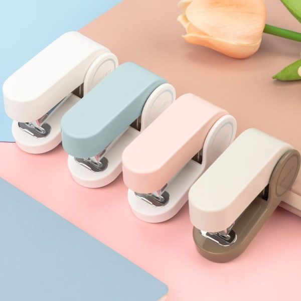 Deli Mini Stapler Includes 830 Staples, 12 Sheet Capacity (White) - Image 2