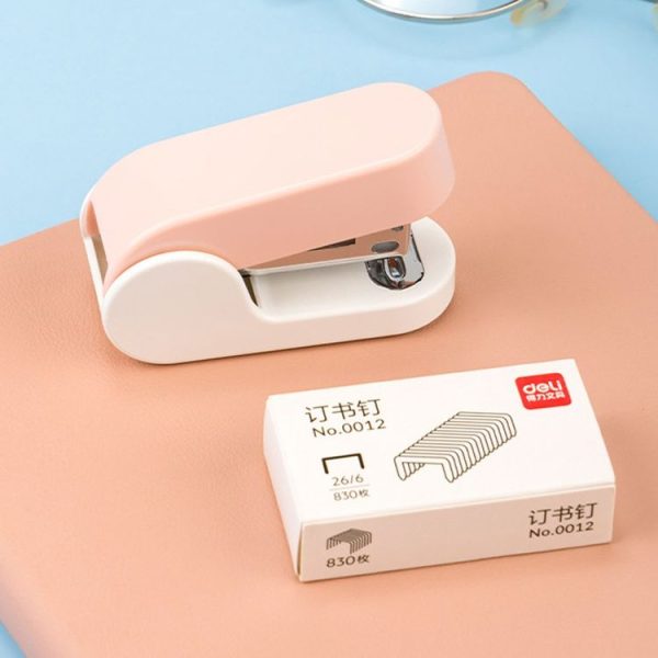 Deli Mini Stapler Includes 830 Staples, 12 Sheet Capacity (White) - Image 6