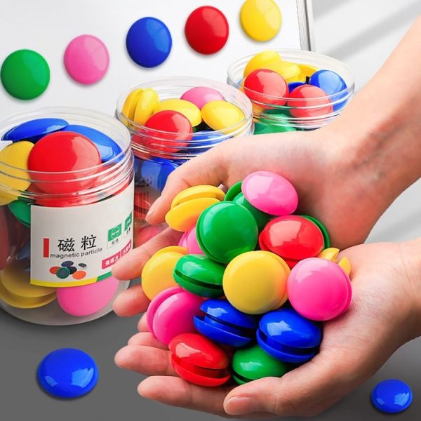 80pcs / Box 20mm Round Colorful Conference Teaching Whiteboard Paper Magnetic Buckle - Image 2