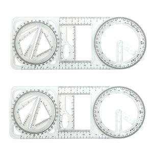 2pcs Multifunctional Drawing Ruler Function Drawing Protractor Geometric Ruler (For Primary School)
