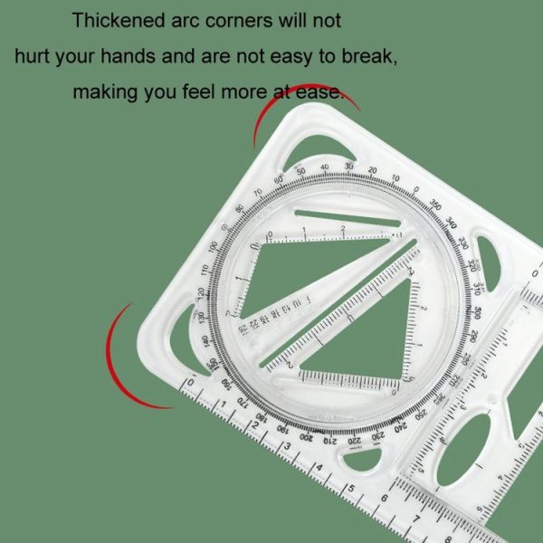 2pcs Multifunctional Drawing Ruler Function Drawing Protractor Geometric Ruler (For Primary School) - Image 5