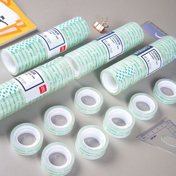 12 Rolls Width 1.2cm x Length 27.3m Deli Small High Viscosity Office Transparent Tape Student Stationery Tape - Image 2