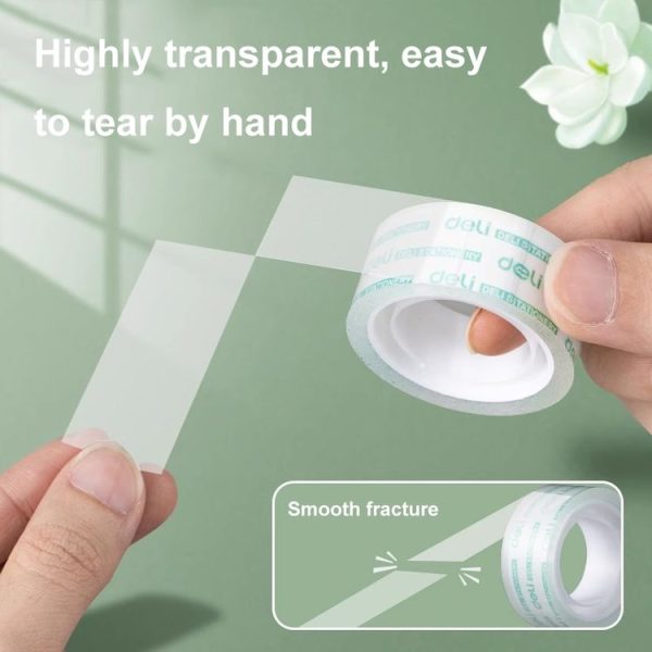 12 Rolls Width 1.2cm x Length 27.3m Deli Small High Viscosity Office Transparent Tape Student Stationery Tape - Image 4