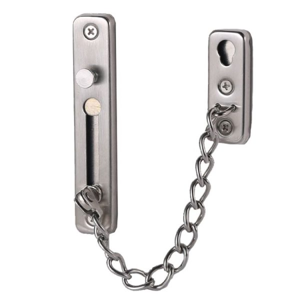 With Insurance Door Buckle Security Chain Anti-burglary Door Chain Latch Household Door Inside Reverse Lock Anti-burglary Buckle, Color: Brushed Stainless Steel