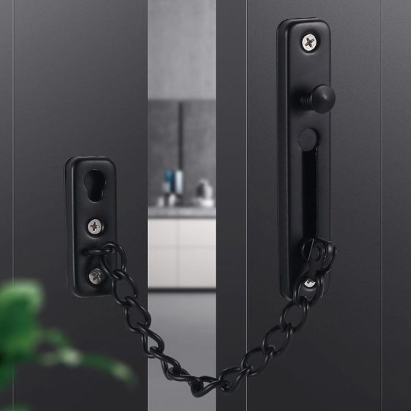 With Insurance Door Buckle Security Chain Anti-burglary Door Chain Latch Household Door Inside Reverse Lock Anti-burglary Buckle, Color: Brushed Stainless Steel - Image 2