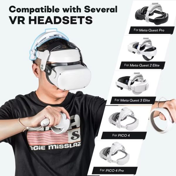 DEVASO VR Glasses Retractable Adjustable Headband Accessories For Meta Quest 3S / Meta Quest 3 / Meta Quest 2 / Meta Quest Pro / Pico 4 / Pico 4 Pro (White) - Image 7