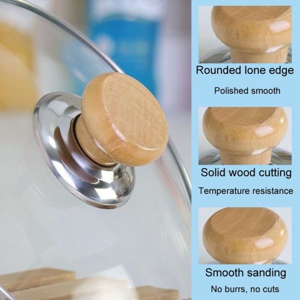 4pcs Household Cap Carrying Handle Kitchen Single Hole Pot Buttons Top Beads Pot Lid Accessories, Model: Solid Wood - Image 6