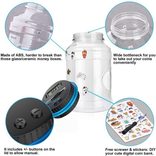 Digital Display Counting Piggy Bank With Lock, Currency: EUR - Image 4