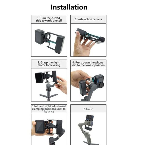 Universal Phone Gimbal to Sports Camera Adapter For DJI OSMO 6 / 5 / 4 / 3 to Gopro DJI Action 4 (Black) - Image 9