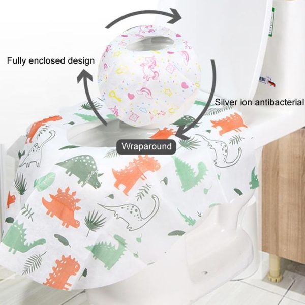 5pcs Disposable Nonwoven Toilet Pad Portable Hotel And Traveling Cartoon Universal Cushion, Style: Dinosaur (60 x 64cm) - Image 5