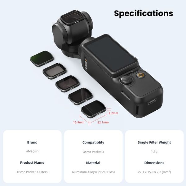 DJI Osmo Pocket 3 aMagisn HD Double Sided Coated Filters Sports Camera Protective Goggles, Style: CPL - Image 4