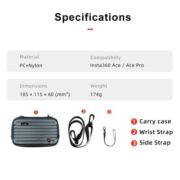 Insta360 Ace / Ace Pro aMagisn Small Organizer Bag Sports Camera Protective Accessories (Deep Gray) - Image 3
