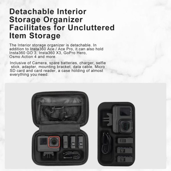 Insta360 Ace / Ace Pro aMagisn Small Organizer Bag Sports Camera Protective Accessories (Deep Gray) - Image 9