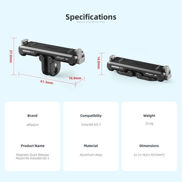 Insta360 GO 3 / 3S aMagisn Magnetic Fast Disassembly Bottom Seat Bracket Sports Camera Accessories - Image 7