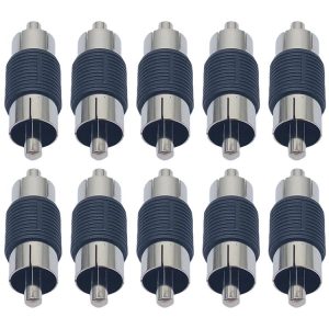 10pcs RCA Lotus Head Straight-through Male Monitoring Audio Adapter AV Butt Joint (Male to Male)