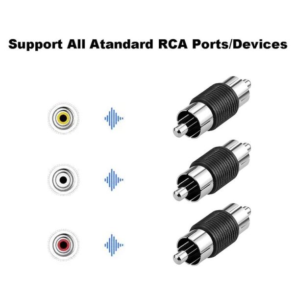 10pcs RCA Lotus Head Straight-through Male Monitoring Audio Adapter AV Butt Joint (Male to Male) - Image 4
