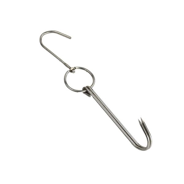 Stainless Steel Double Ring Duck Cooker Hanger Outdoor Barbecue Hanging Hook Stand, Specs: 3 Centi Small Ring 23cm