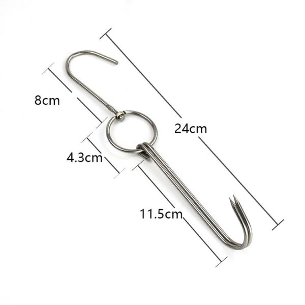 Stainless Steel Double Ring Duck Cooker Hanger Outdoor Barbecue Hanging Hook Stand, Specs: 3 Centi Small Ring 23cm - Image 2